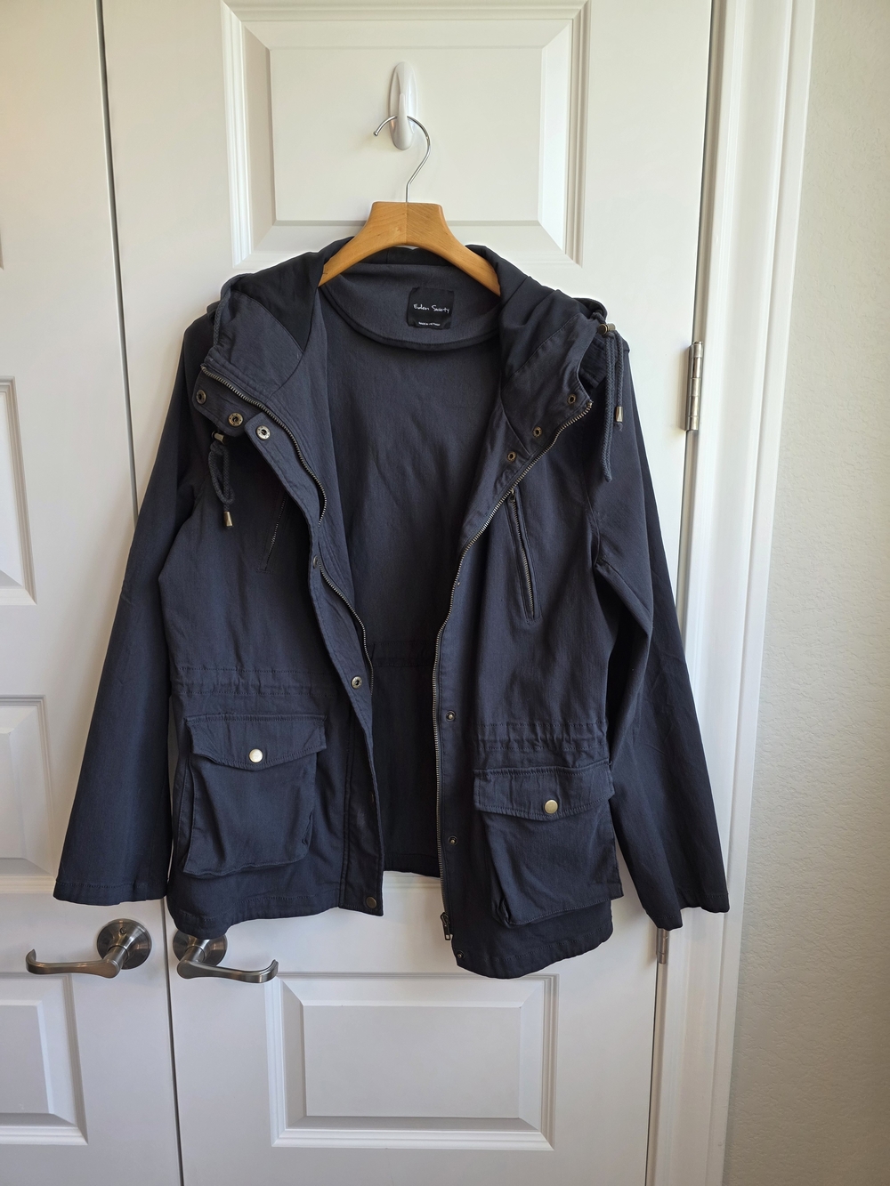 Eden Society XXL Slate Grey Hooded Utility Jacket Cargo Pockets